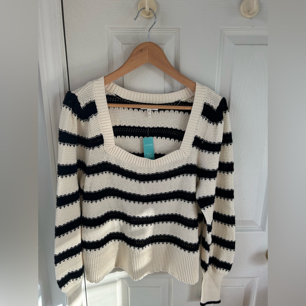 Maurices Black and Cream Striped Sweater